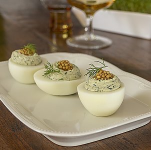 Gefüllte Eier mit Senfkaviar